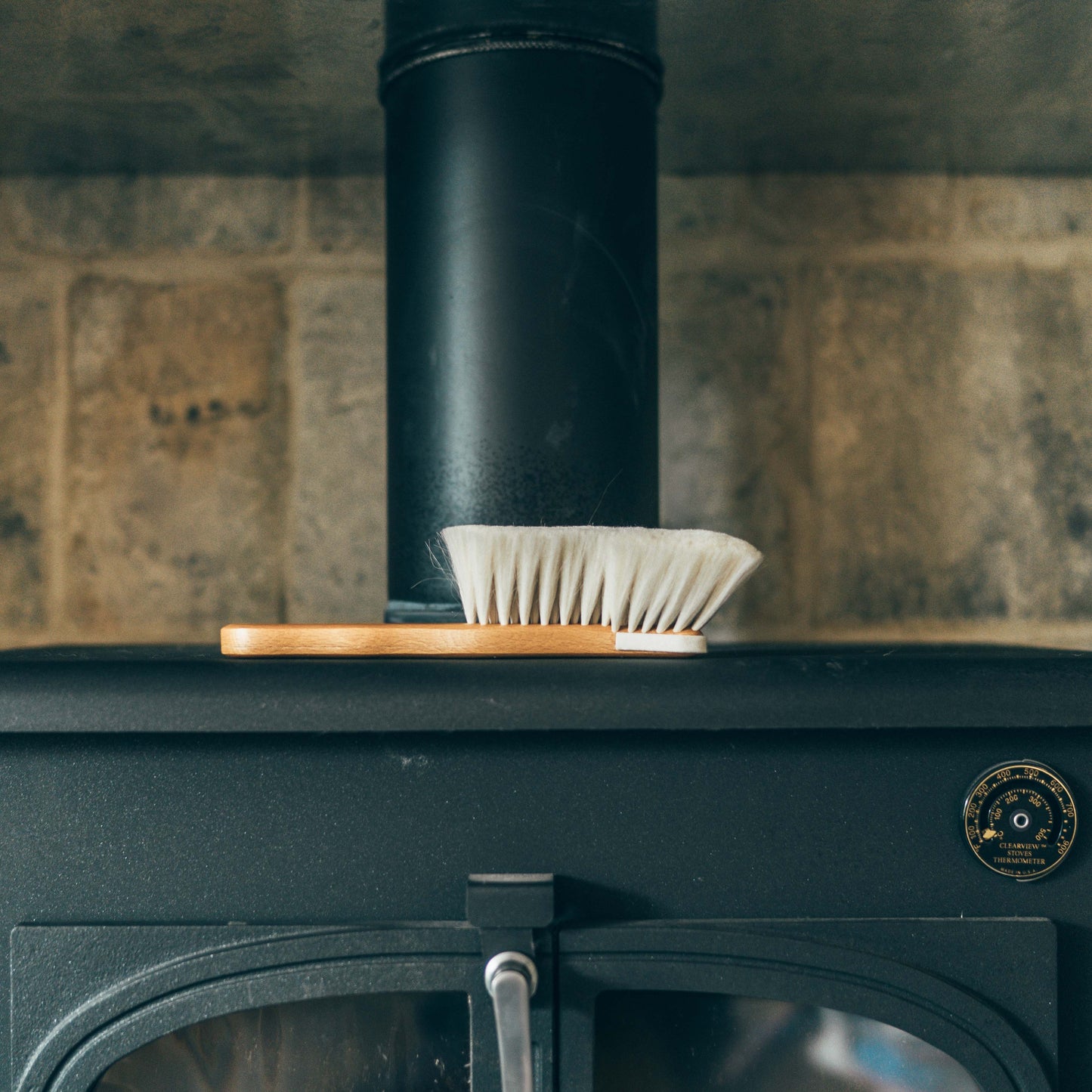 Dust Brush with Waxed Beechwood Handle & Protective Fabric Edge