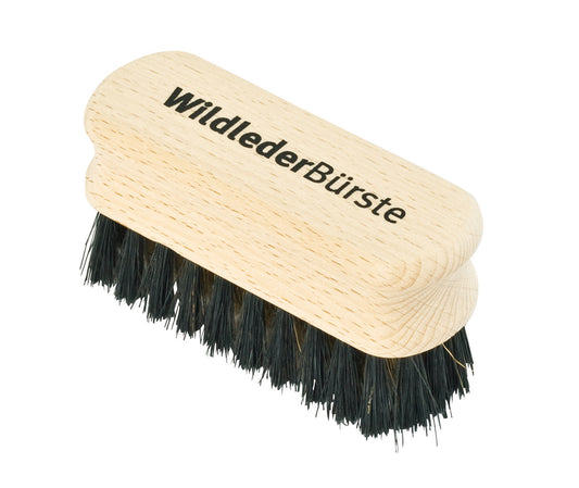 Small Suede Brush with Brass Wire & Black Boar Bristles